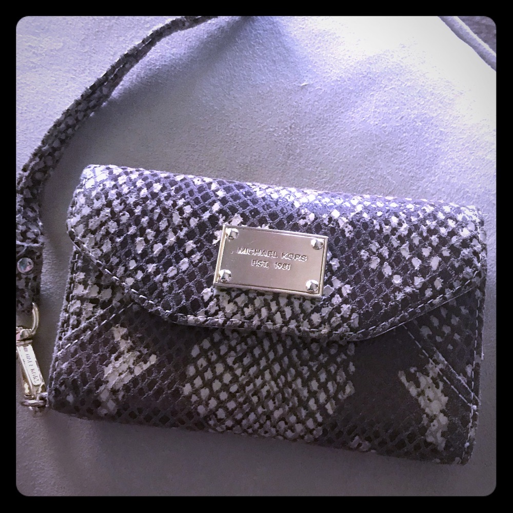 Michael Kors snakeskin wristlet
